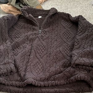 Gilly Hicks Plush Brown Fleece Pullover